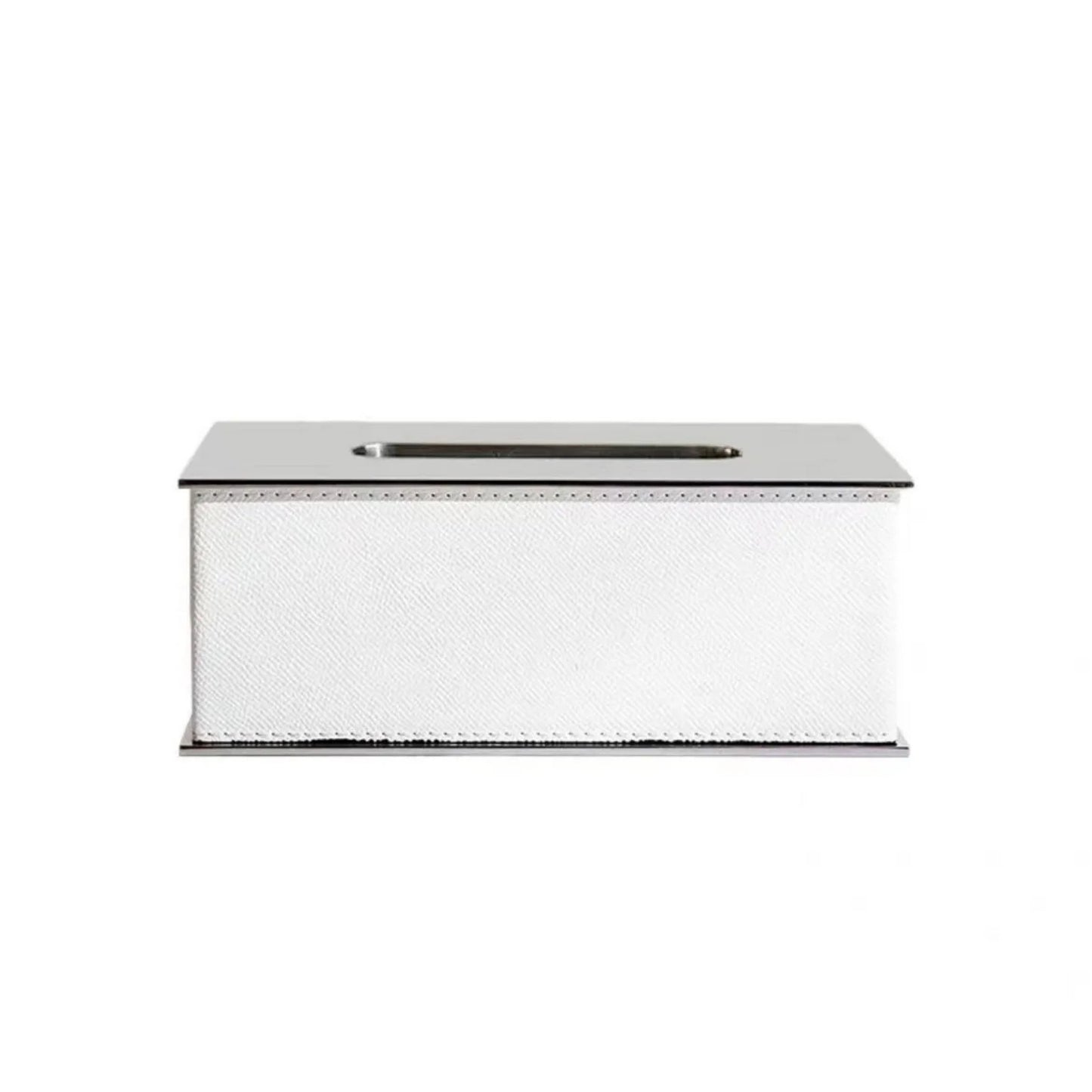 Rectangular Tissue Box With Leather (Brown, White)