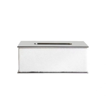 Rectangular Tissue Box With Leather (Brown, White)