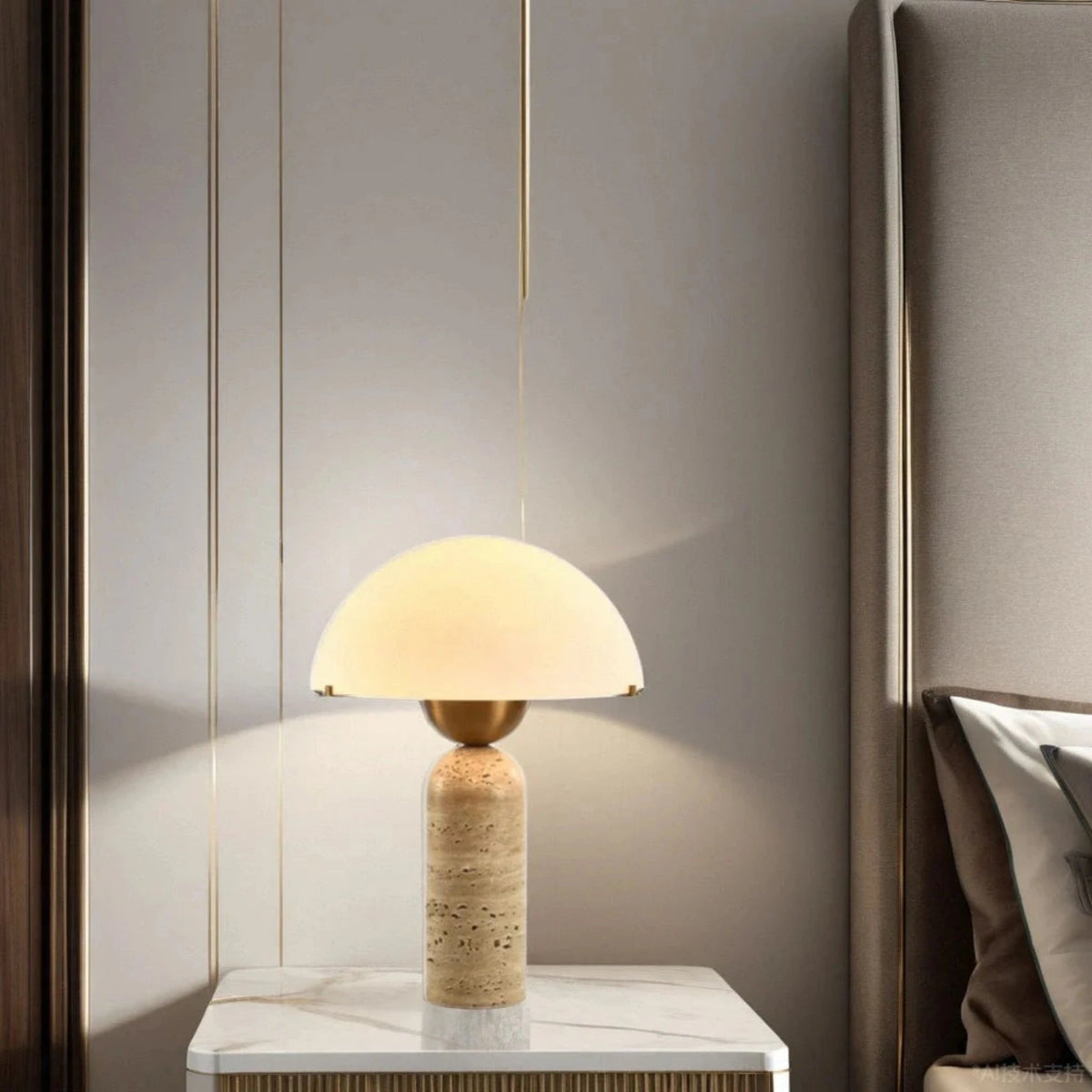 LED Glass Beige Marble Table Lamp
