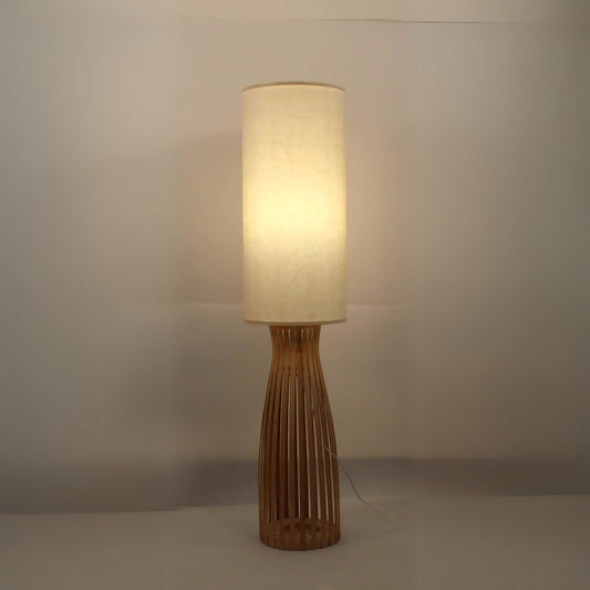 Bamboo Wooden Floor Lamp with Brown Base