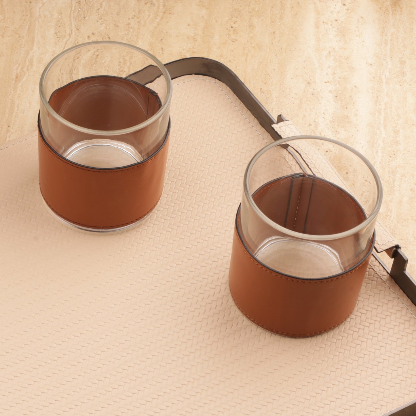 Leather Water Jug With Set of 2 Cups