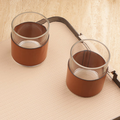 Leather Water Jug With Set of 2 Cups