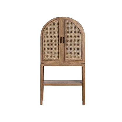 Rattan Door Mango Wood Bar Storage Cabinet