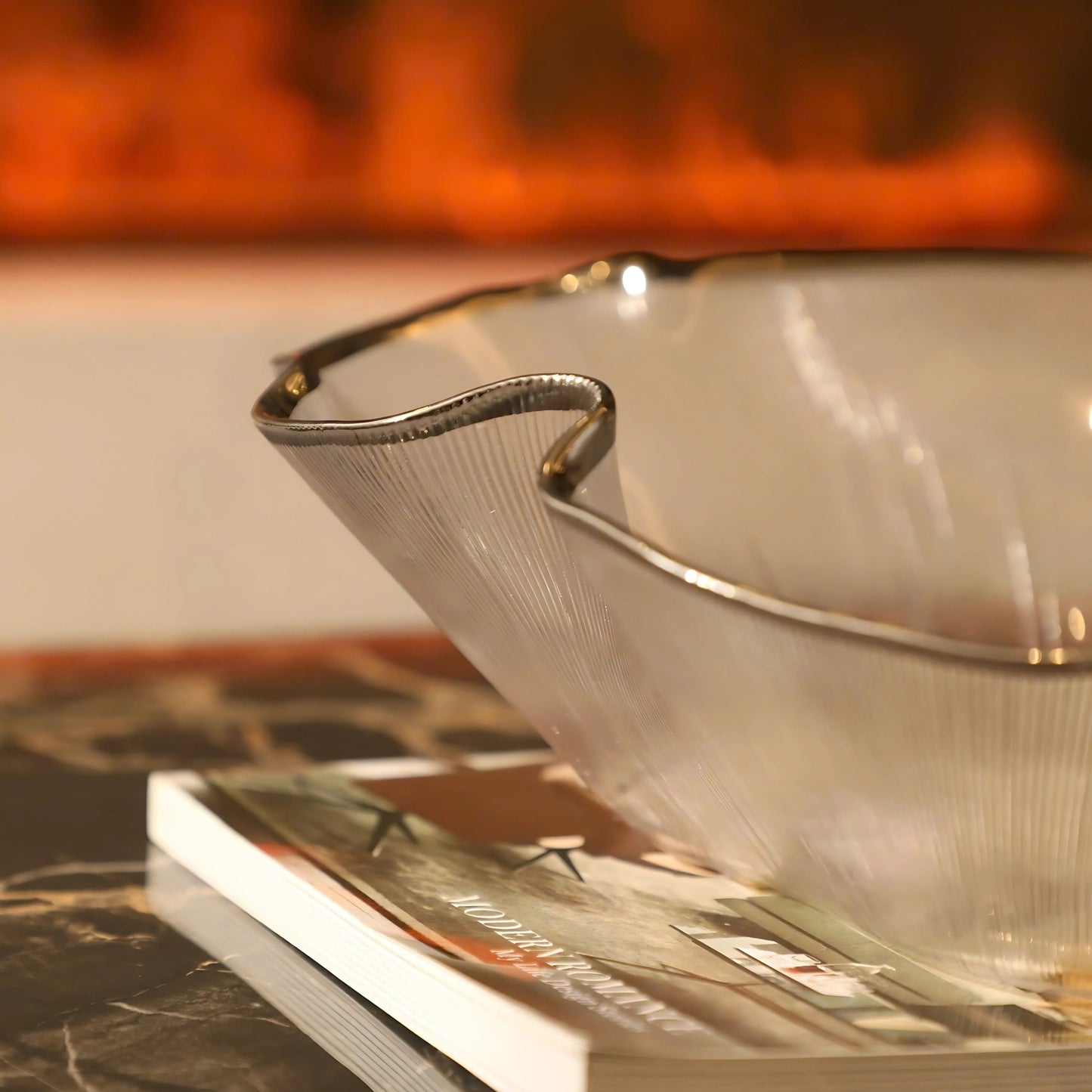 Modern Silver Rim Fruit Bowl
