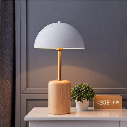 Mushroom Shade Wooden Base Decorative Table Lamp