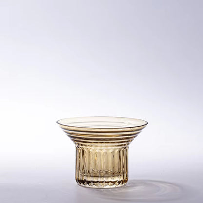 Yellow Geometric Hand Blown Glass Vase
