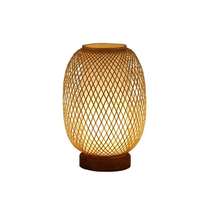 Bamboo Webbing Wooden Base Table Lamp