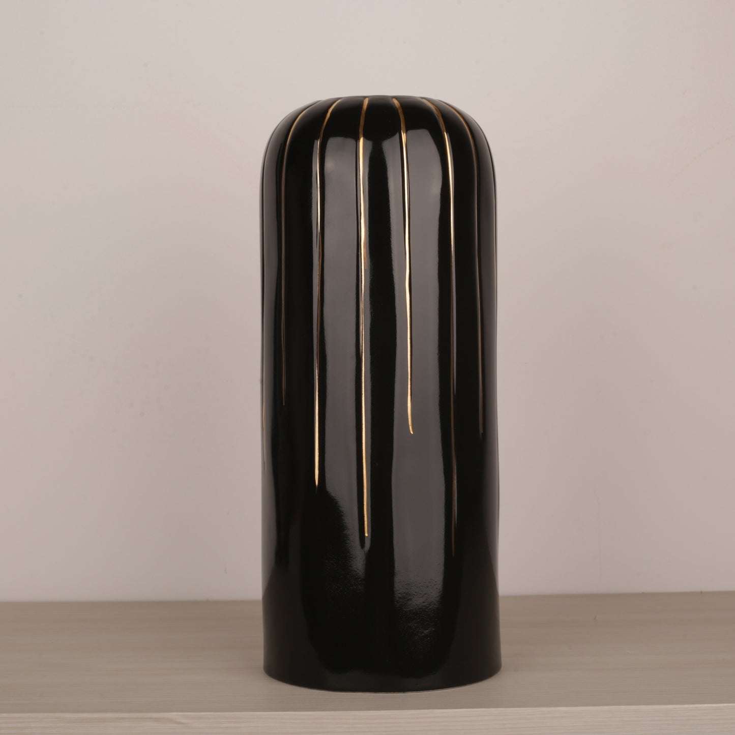 Golden Line Black Ceramic Vase