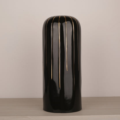 Golden Line Black Ceramic Vase