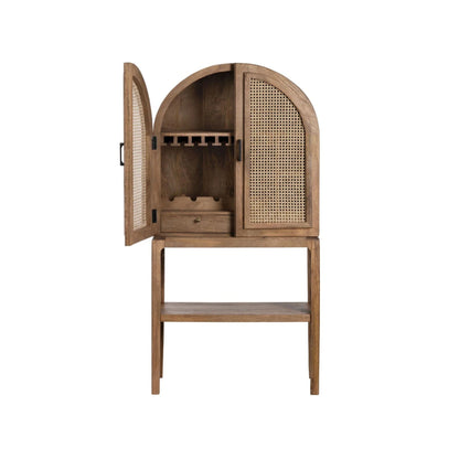 Rattan Door Mango Wood Bar Storage Cabinet