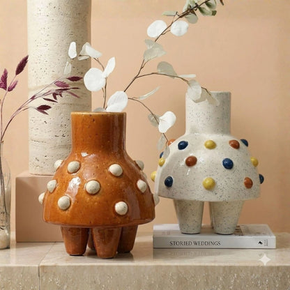 Polka Dot Skirt Design Handmade Ceramic Vase