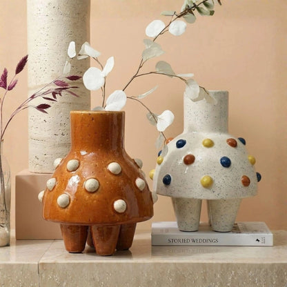 Polka Dot Skirt Design Handmade Ceramic Vase
