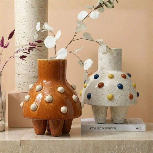 Polka Dot Skirt Design Handmade Ceramic Vase