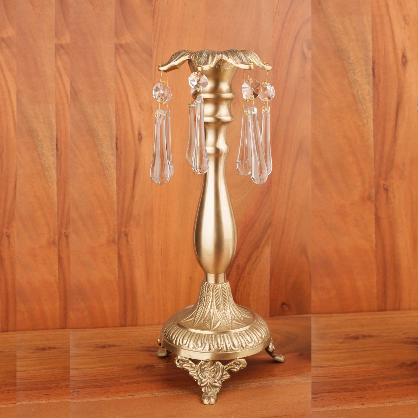 Crystal Art Hang Brass Carve Candle Stand