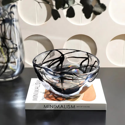 Abstract Black Line Bowl
