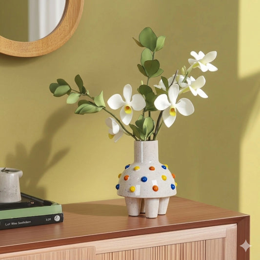 Polka Dot Skirt Design Handmade Ceramic Vase