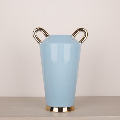 Handmade Blue Ceramic Side Handle Flower Vases