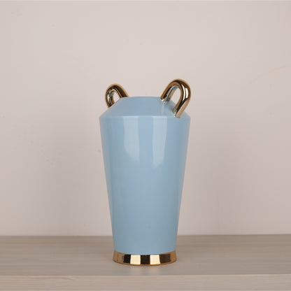 Handmade Blue Ceramic Side Handle Flower Vases