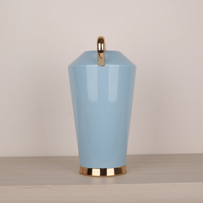 Handmade Blue Ceramic Side Handle Flower Vases