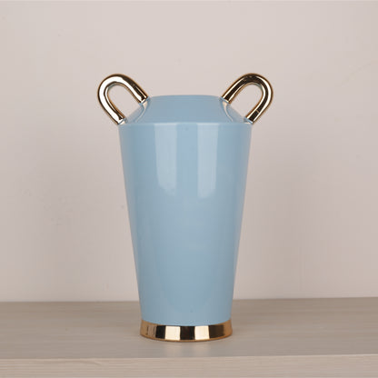 Handmade Blue Ceramic Side Handle Flower Vases