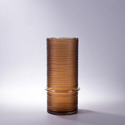 Handmade Craved Cylinder Tabletop Glass Vase