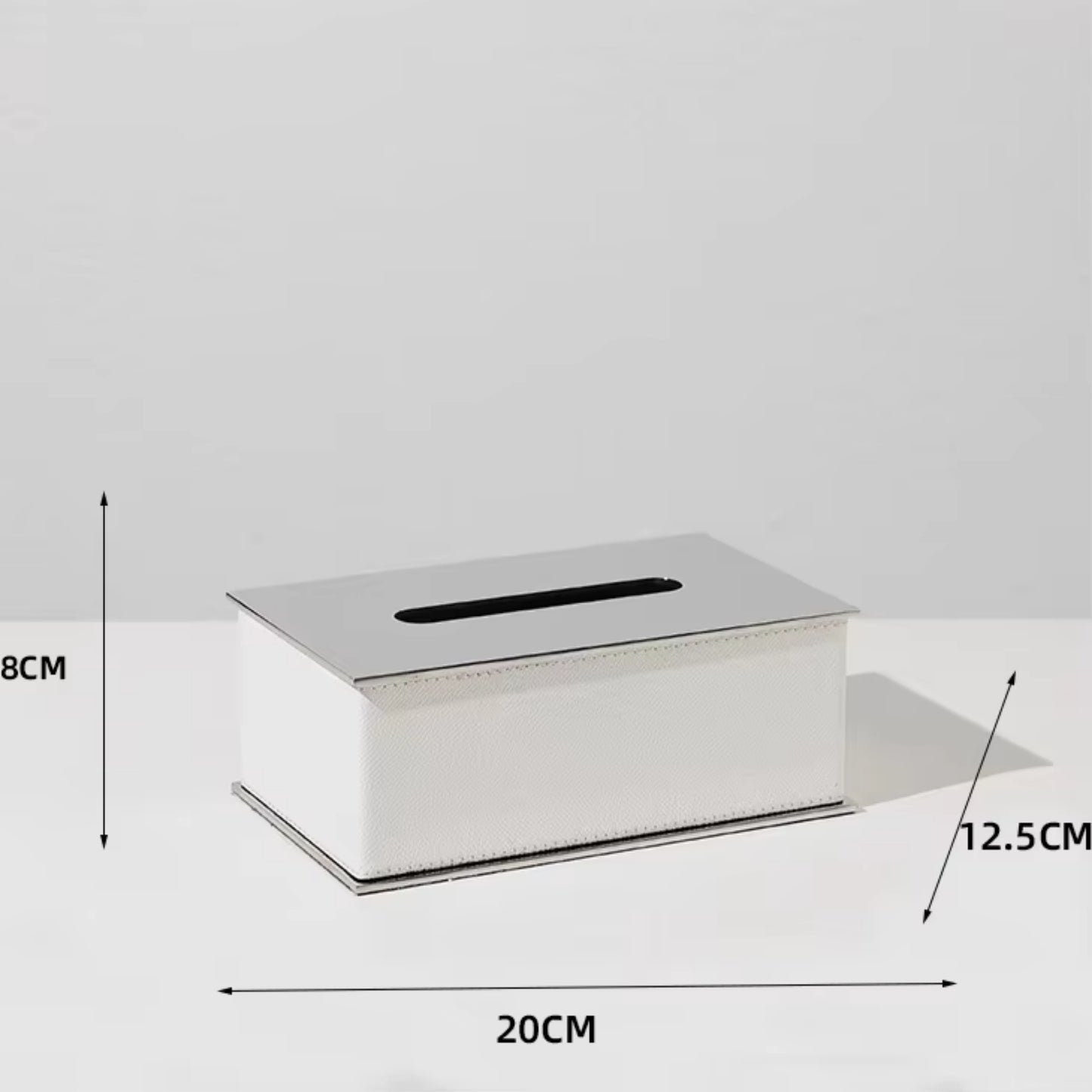 Rectangular Tissue Box With Leather (Brown, White)