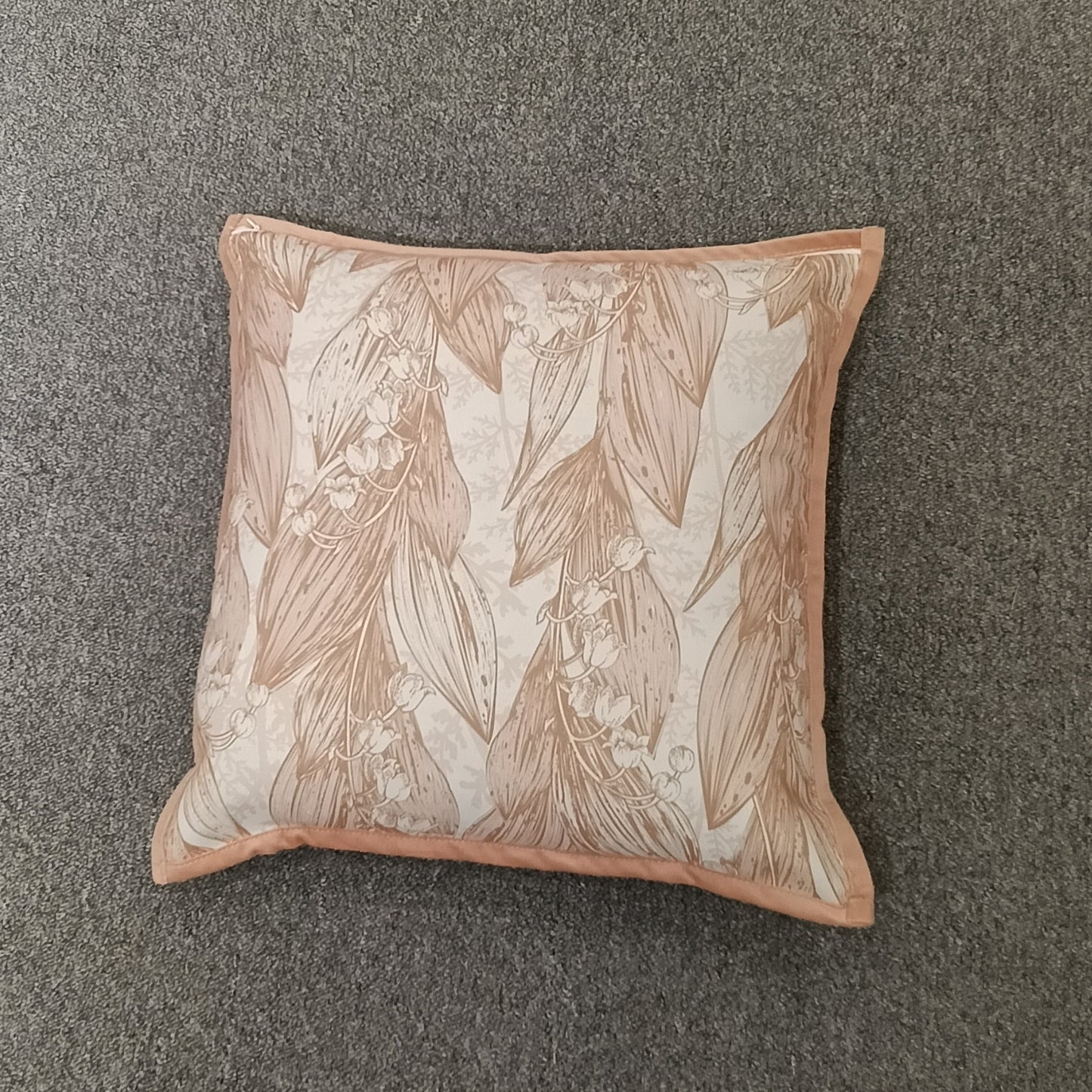 Leaves Print Cushion Cover, Backside In Plain