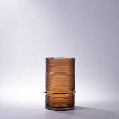 Handmade Craved Cylinder Tabletop Glass Vase