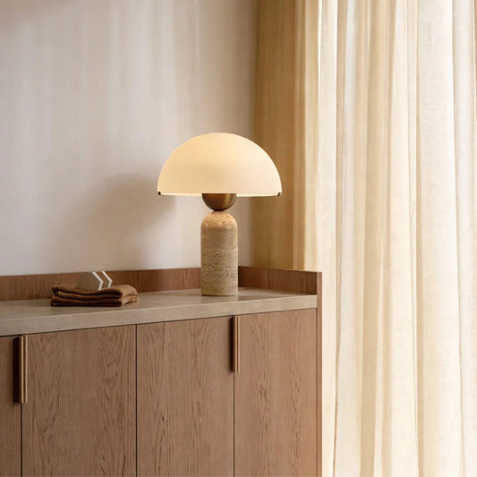LED Glass Beige Marble Table Lamp
