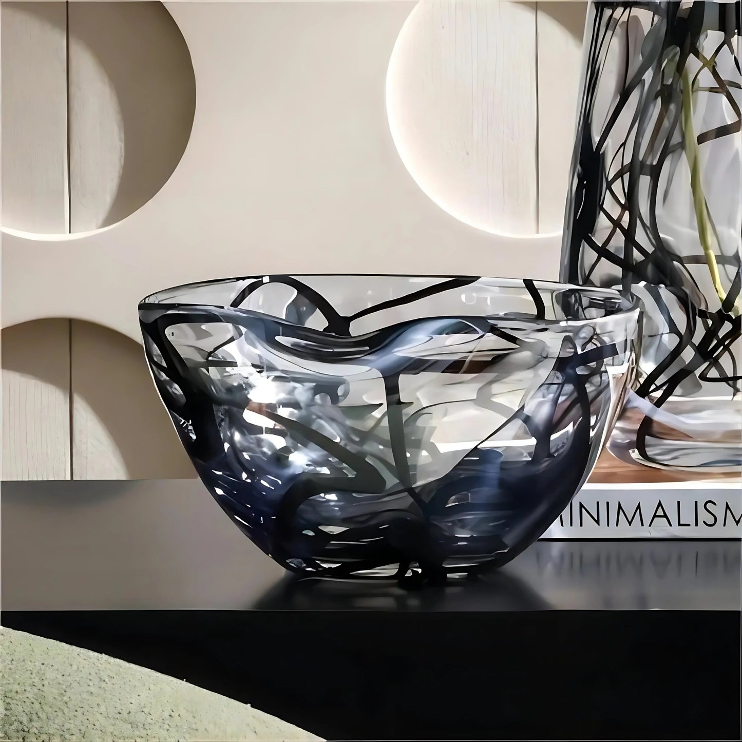 Abstract Black Line Bowl