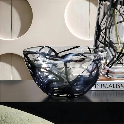 Abstract Black Line Bowl
