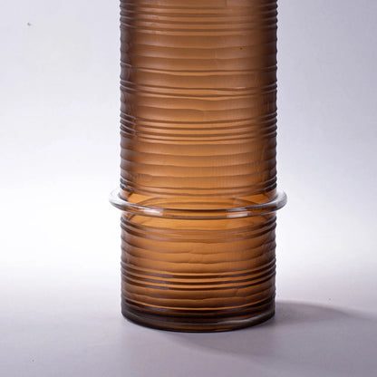 Handmade Craved Cylinder Tabletop Glass Vase