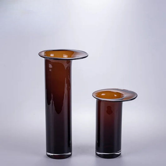 Cylinder Hand Blown Tall Tabletop Glass Vase