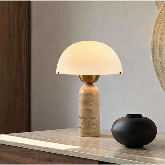 LED Glass Beige Marble Table Lamp
