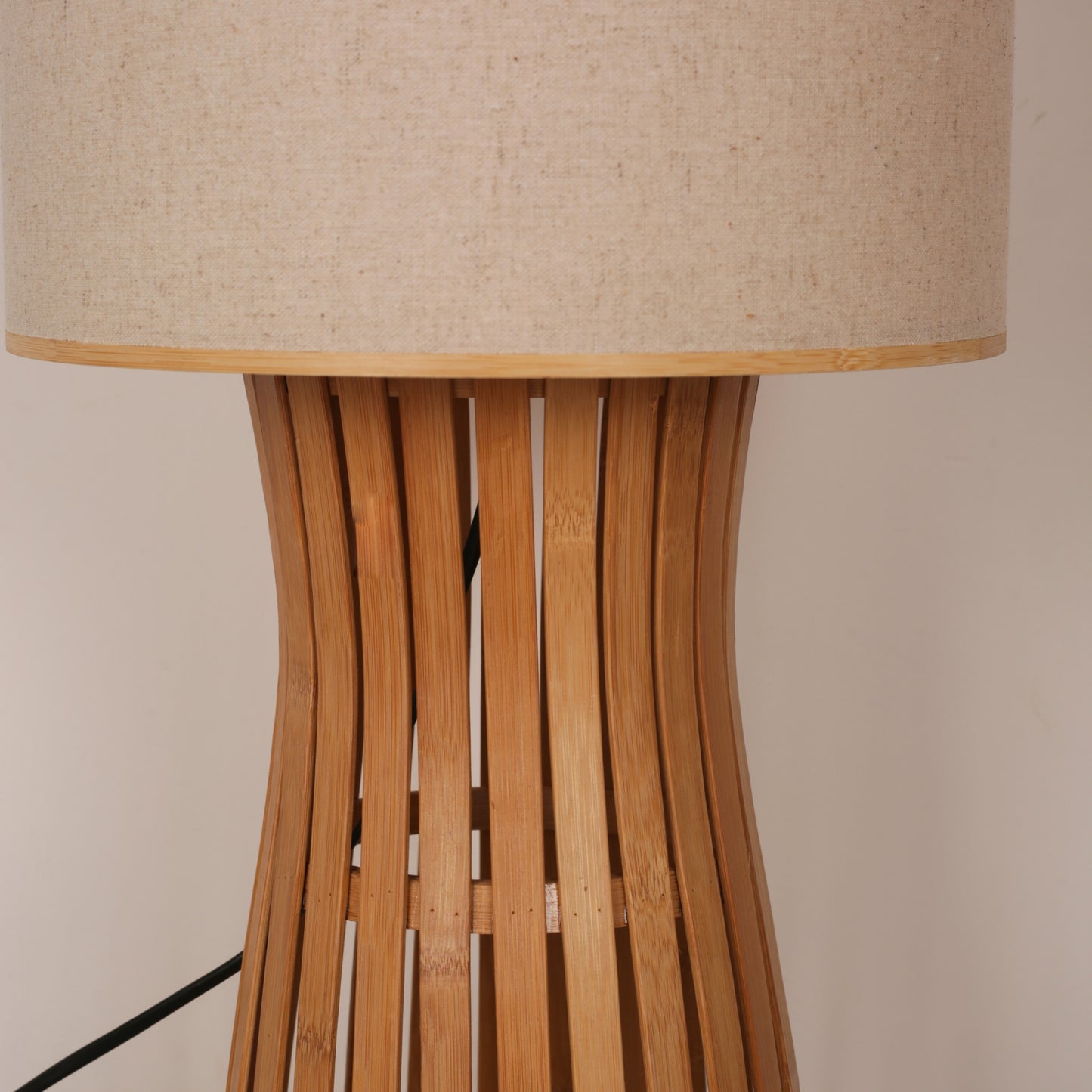Bamboo Wooden Floor Lamp with Brown Base