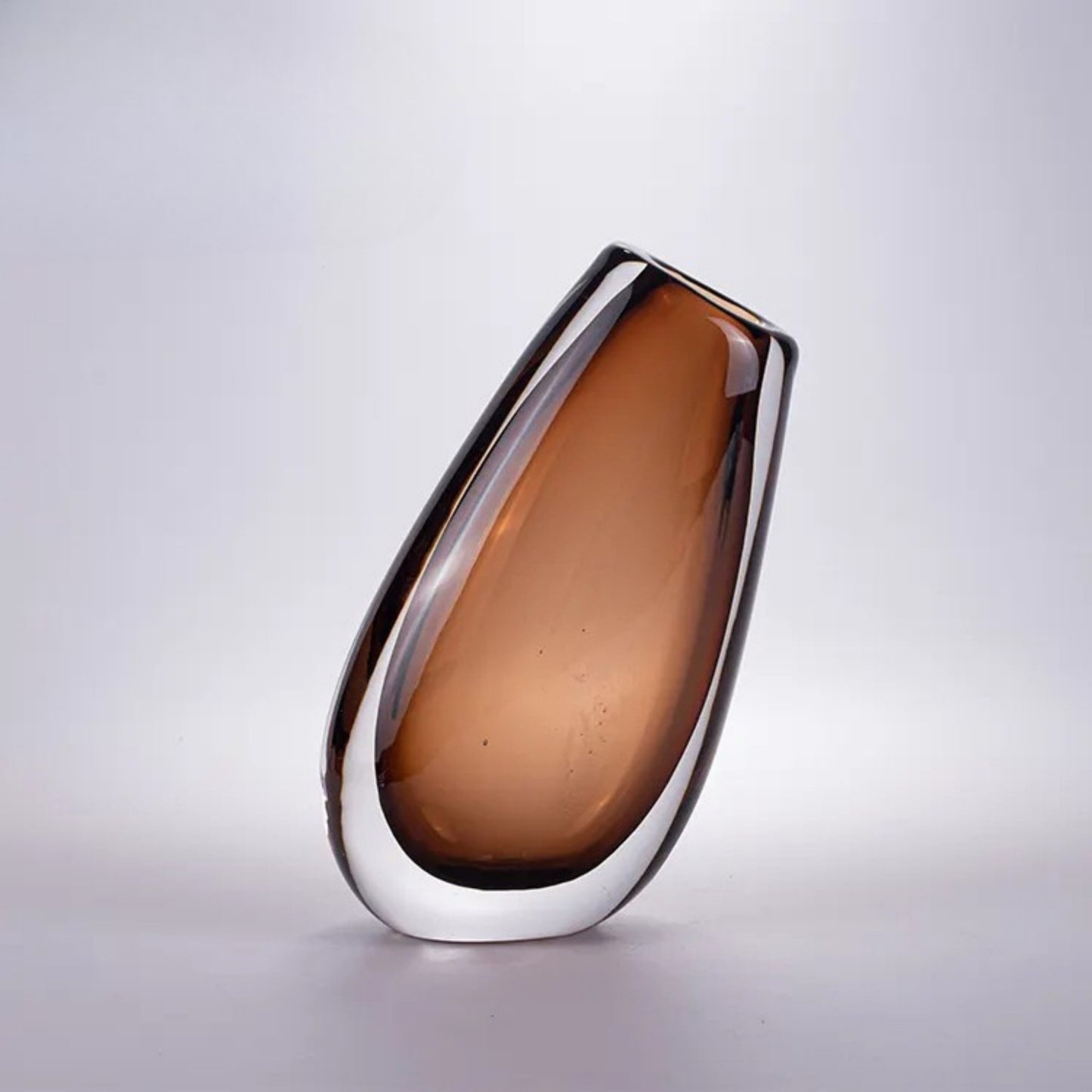 Amber Egg Shape Hand Blown Glass Vase