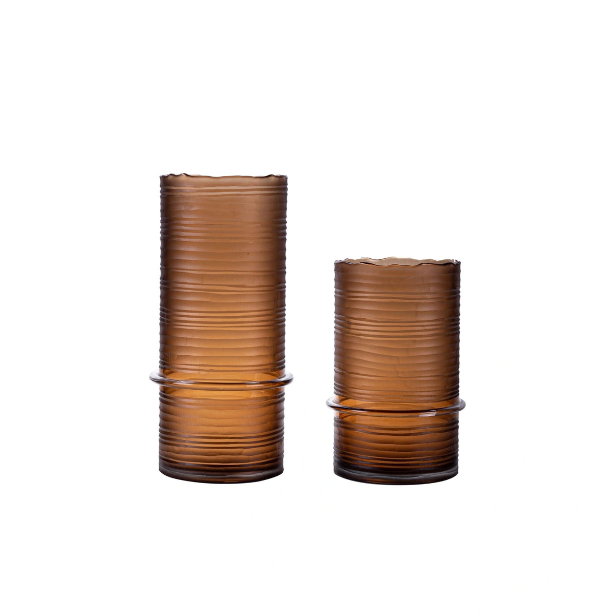 Handmade Craved Cylinder Tabletop Glass Vase