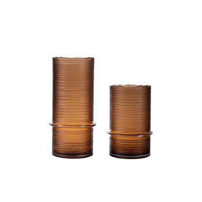 Handmade Craved Cylinder Tabletop Glass Vase
