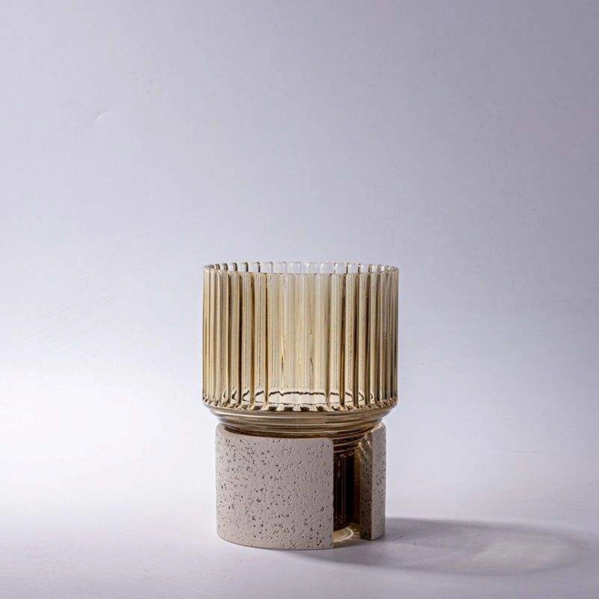 Modern Artisanal Desk Glass Vases with Handcrafted Concrete Bases Tabletop Vase