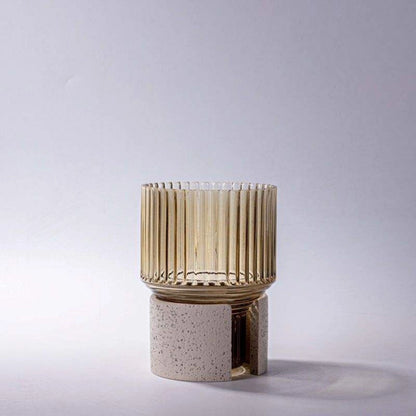 Modern Artisanal Desk Glass Vases with Handcrafted Concrete Bases Tabletop Vase