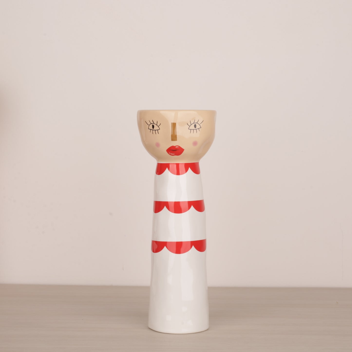 Red Face Ceramic Candle Holder