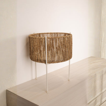 White Metal Base Woven Planter (Set of 2)