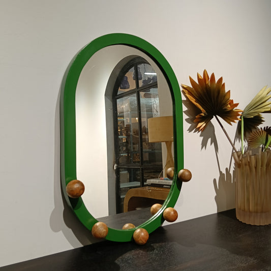 Painted Mirror with 5 Hooks