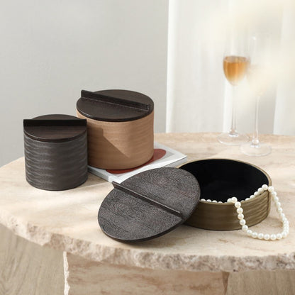 Wooden Leather Jewelry Storage Box