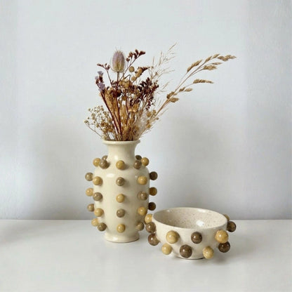 Retro Round Bead Handmade Ceramic Vase