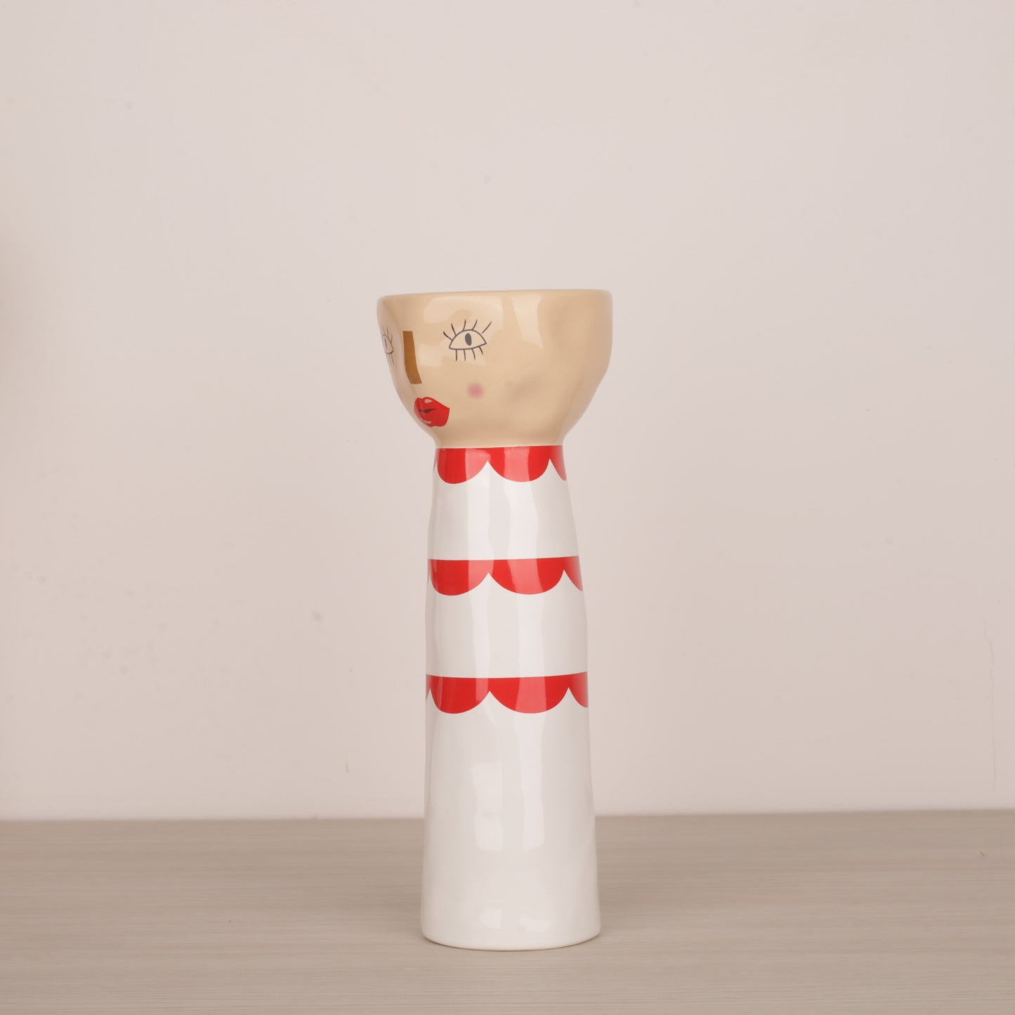 Red Face Ceramic Candle Holder