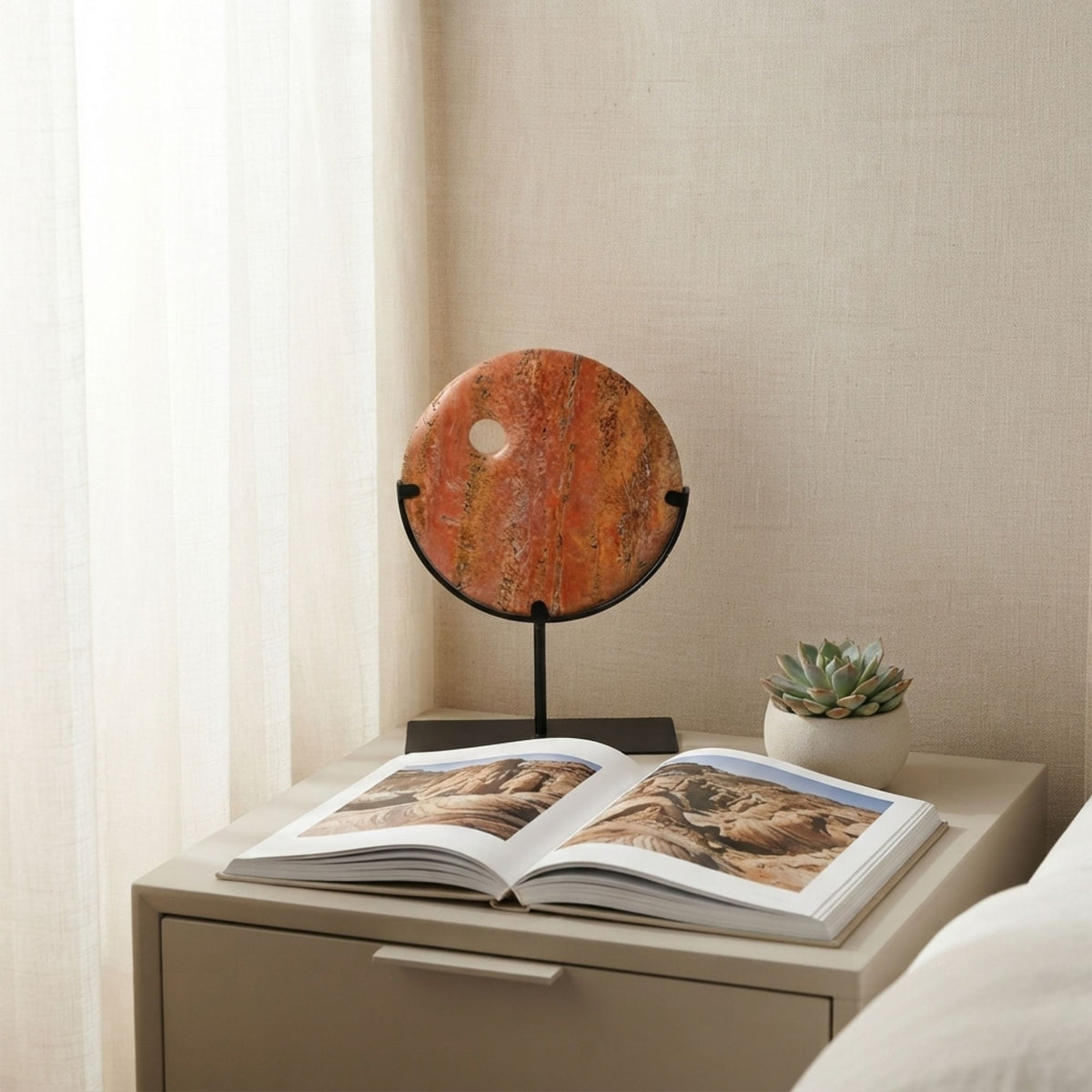 Red Marble Moon Cave Decorative Ornament