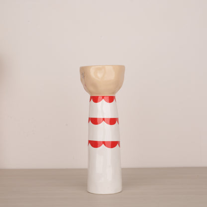 Red Face Ceramic Candle Holder