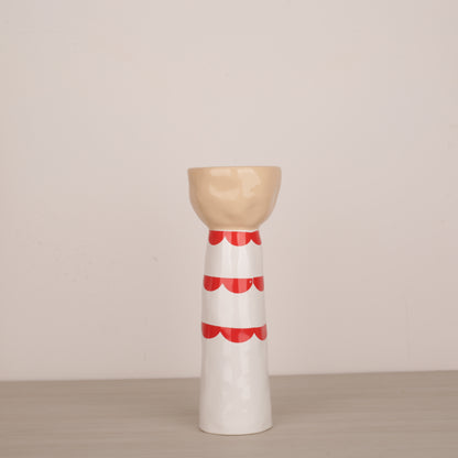 Red Face Ceramic Candle Holder
