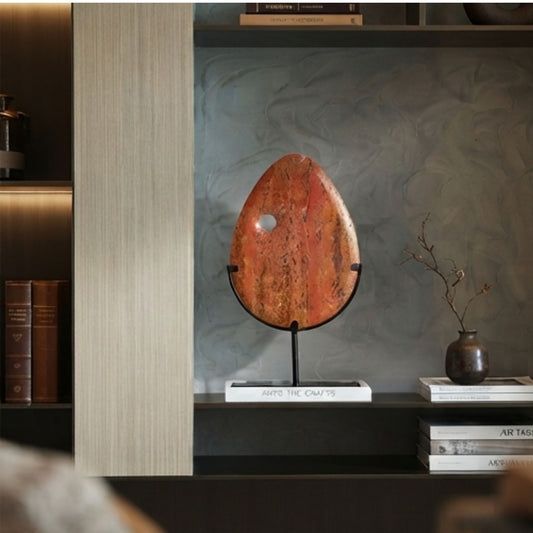 Red Marble Moon Cave Decorative Ornament